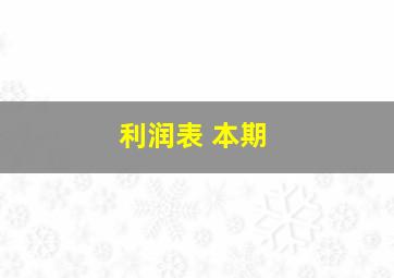 利润表 本期